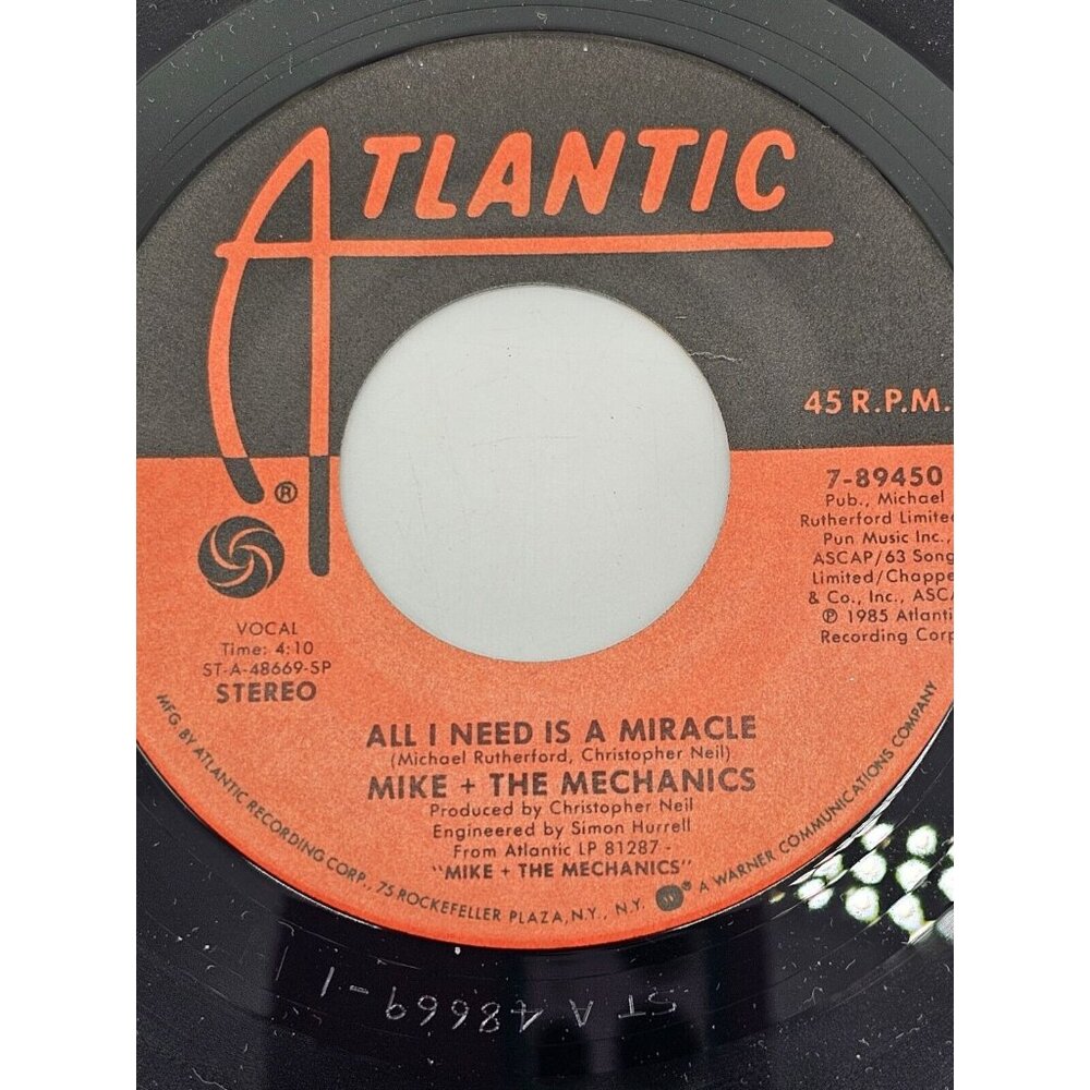 Vintage 1980's Mike & The Mechanics "All I Need Is A Miracle" 45rpm Vinyl Record - Picture 4 of 6
